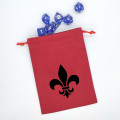 Flat red dice bag with fleur-de-lis motif 0