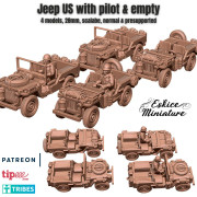 US Jeep with driver and empty - 3D