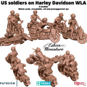 US soldiers on Harley Davidson WLA - 3D