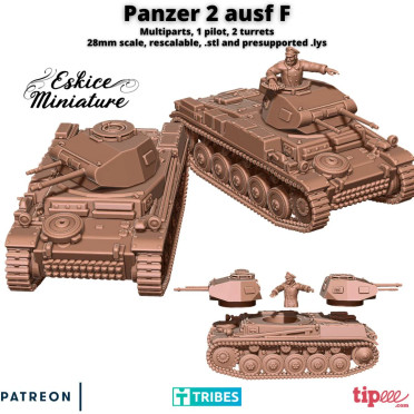 Panzer II ausf F avec pilote - Fichiers 3D