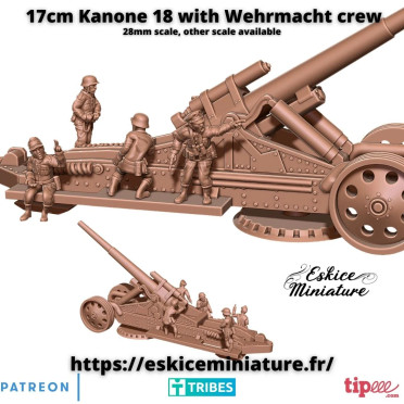 K18 Kanone 17cm and crew - 3D