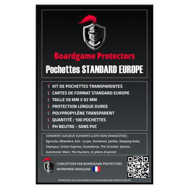 100 Standard Europe Card Sleeves 59x92mm | Boardgame Protectors