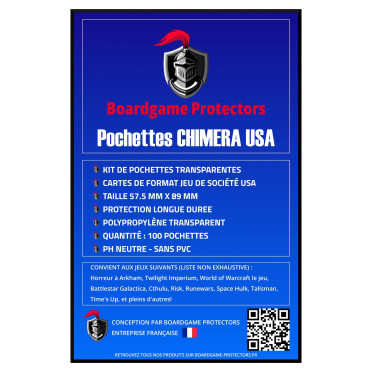 100 Pochettes Chimera USA 57.5x89mm | Boardgame Protectors