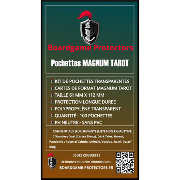 100 Magnum Tarot Card Sleeves 61x112mm | Boardgame Protectors