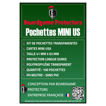 100 Pochettes Mini USA 41x63mm | Boardgame Protectors