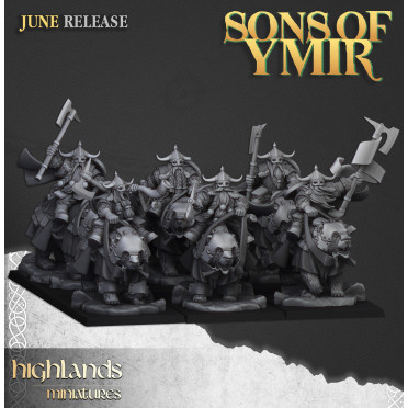 Highlands Miniatures - Sons of Ymir - Dwarves on Bears x10