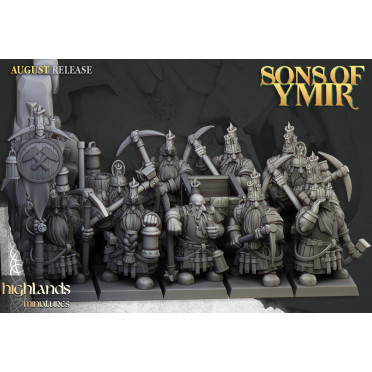 Highlands Miniatures - Sons of Ymir - Dwarven Miners x15