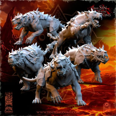 Beholder Miniatures - Realms of Ruins - Hellhounds with Armor