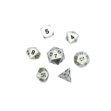 Set de dés JDR en metal  Argent Mat