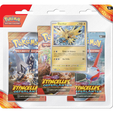 Pokémon EV08 : Écarlate et Violet – Étincelles Déferlantes - Pack de 3 boosters Electhor