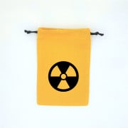 Flat yellow dice bag - black nuclear risk logo