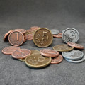 Set of generic metal coins of value 1, 2, 5 for board games 4