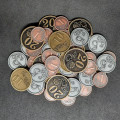 Set of generic metal coins of value 1, 5, 10, 20 for board games 0