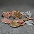 Set of generic metal coins of value 1, 2, 5 for board games 22