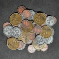 Set of generic metal coins of value 1, 5, 10 for board games 12