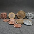 Set of generic metal coins of value 1, 5, 10 for board games 32