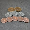 Set of generic metal coins of value 1, 5, 10 for board games 34