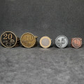 Set of generic metal coins of value 1, 5, 10, 20 for board games 33