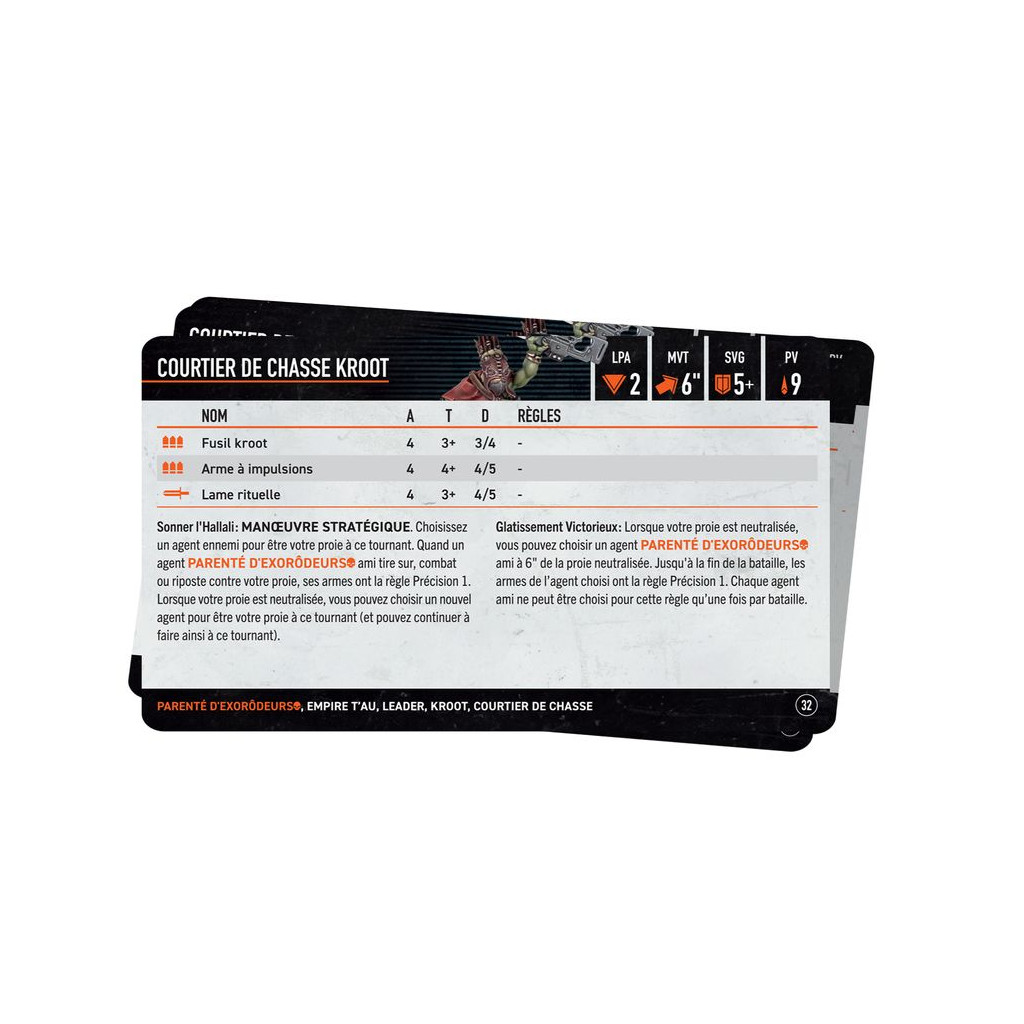 Jeu De Dés Warhammer 40K Kill Team : Farstalker Kinband - 20 Dés 16 Mm, Motifs Orange/gris, Icône Kroot - Pour Joueurs