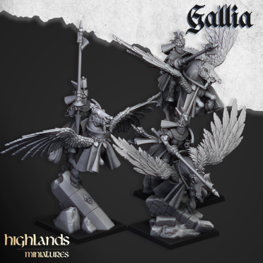 Highlands Miniatures - Gallia - Gallia Knigths on Pegasus with EMC