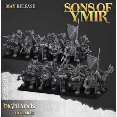 Highlands Miniatures - Sons Of Ymir - Dwarf Rangers Lances with EMC