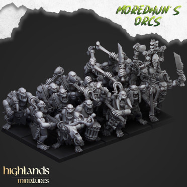 Highlands Miniatures - Moredhun's Orcs - Cave Orcs With Big Pike & EMC
