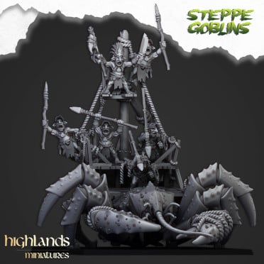 Highlands Miniatures - Steppe Goblins - Mounted Coast Goblins on Giant Crab