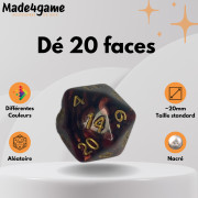 Lot de 5 dés 20 faces (bicolores satinés marbrés)