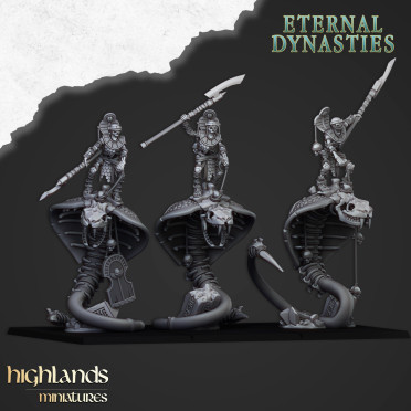 Highlands Miniatures - Eternal Dynasties - Mounted Ancient Guard on Great Snakes