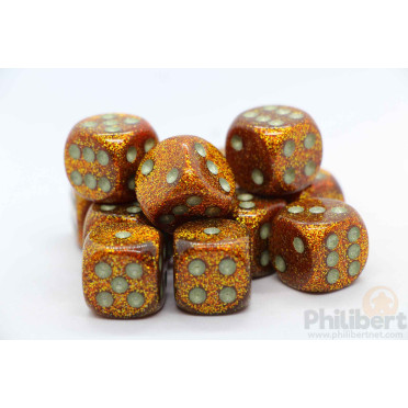 Set de 12 Dés 6 Faces Chessex : Glitter Gold/Silver