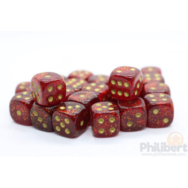 Set de 36 Dés Chessex : Glitter Ruby/Gold