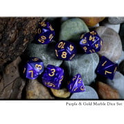 Purple and Gold Marble Dice Set