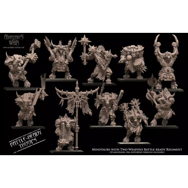 Avatars Of War - Minotaurs With Two Weapons Battle-Ready Regiment