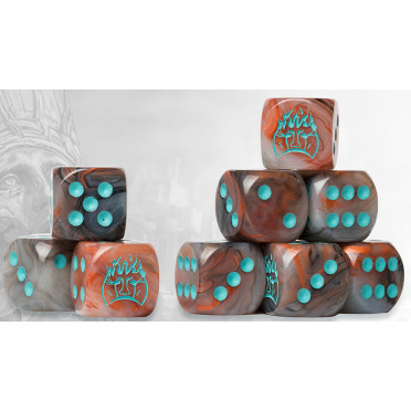 Conquest - Old Dominion Logo on Brown Marbled Dice