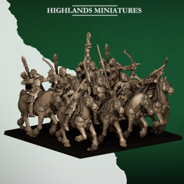 Highlands Miniatures - Feral Elf - Feral Mounted Archers with EMC