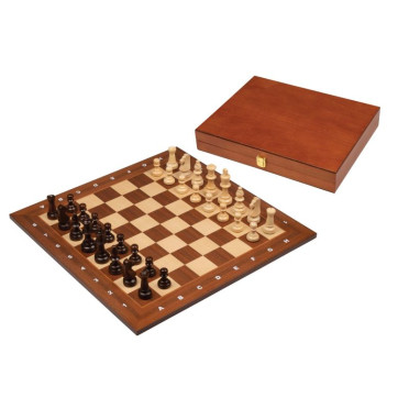 Set d'échecs de Tournoi, case 50 mm, aveс cassette en bois pour pièces d'échecs