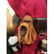 Bourse de ceinture en cuir grainé – double ton, fermeture par lacet