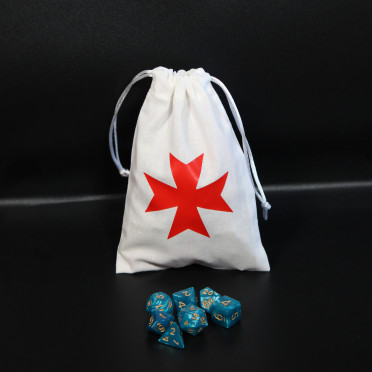 White dice bag - Red Templar Cross