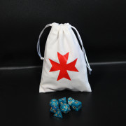 White dice bag - Red Templar Cross
