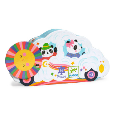 Boite de Puzzle Silhouette - Voiture Nuage - 16 Pièces