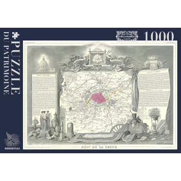 Boite de Puzzle - Carte du département de la Seine par Levasseur - 1000 pièces