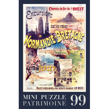 Boite de Puzzle - Affiche Normandie-Bretagne par Gustave Fraipont - 99 pièces