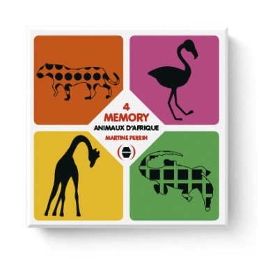 Boite de 4 Jeux de memory - Animaux d'Afrique